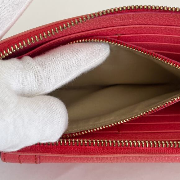 CHLOE Leather Wallet Zip Around Salmon Color - Picture 7 of 11